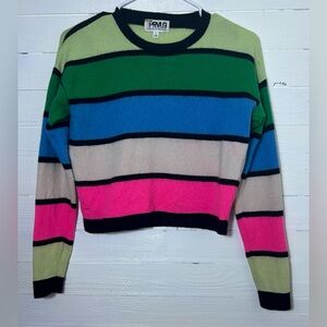 Threads of Privilege multi color stripped 100% cashmere sweater. Womens small.